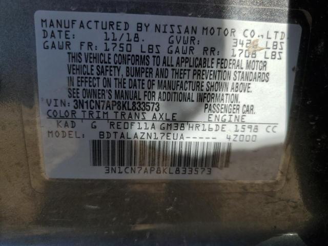 Photo 11 VIN: 3N1CN7AP8KL833573 - NISSAN VERSA 