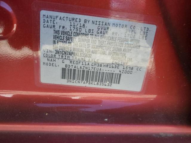 Photo 11 VIN: 3N1CN7AP8KL835632 - NISSAN VERSA S 