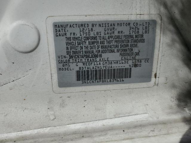 Photo 11 VIN: 3N1CN7AP8KL839616 - NISSAN VERSA S 