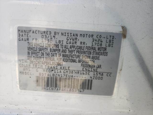 Photo 9 VIN: 3N1CN7AP8KL853967 - NISSAN VERSA S 