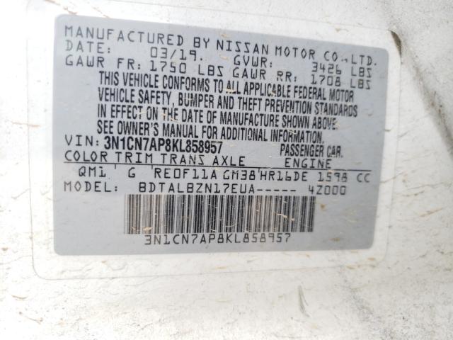 Photo 9 VIN: 3N1CN7AP8KL858957 - NISSAN VERSA S 