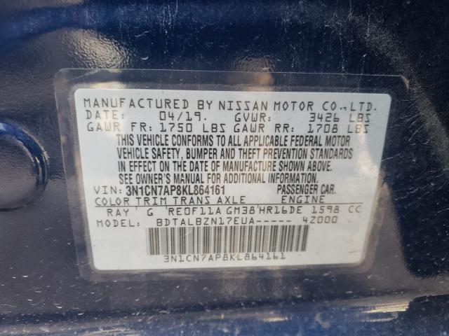 Photo 9 VIN: 3N1CN7AP8KL864161 - NISSAN VERSA S 