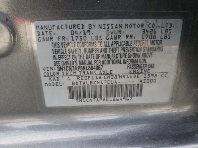 Photo 9 VIN: 3N1CN7AP8KL864967 - NISSAN VERSA S 