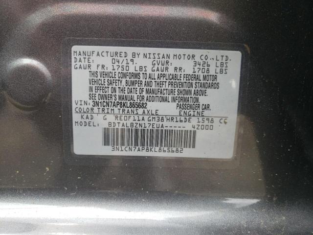 Photo 9 VIN: 3N1CN7AP8KL865682 - NISSAN VERSA S 