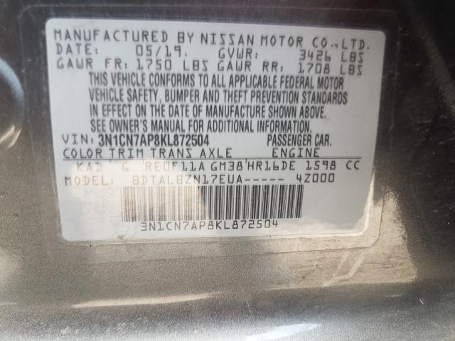 Photo 9 VIN: 3N1CN7AP8KL872504 - NISSAN VERSA S 