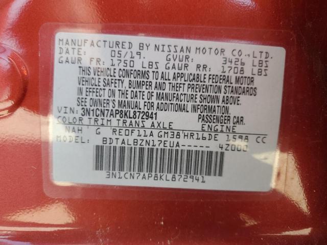 Photo 11 VIN: 3N1CN7AP8KL872941 - NISSAN VERSA 