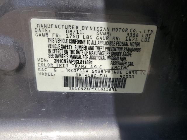 Photo 12 VIN: 3N1CN7AP9CL811891 - NISSAN VERSA S 