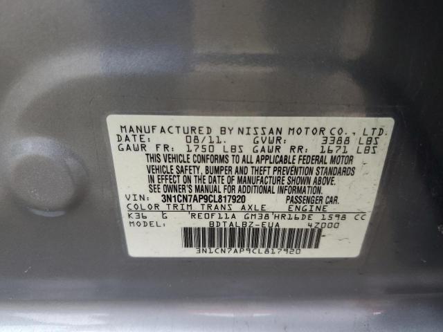 Photo 12 VIN: 3N1CN7AP9CL817920 - NISSAN VERSA S 