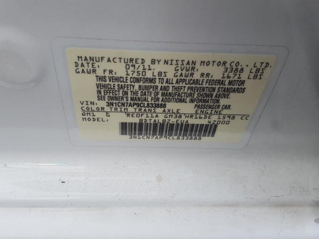 Photo 9 VIN: 3N1CN7AP9CL833888 - NISSAN VERSA 