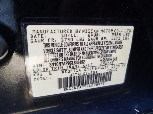 Photo 9 VIN: 3N1CN7AP9CL838492 - NISSAN VERSA S 