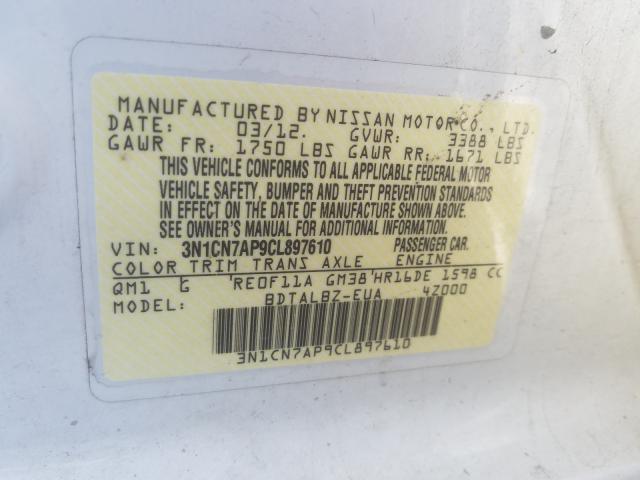 Photo 9 VIN: 3N1CN7AP9CL897610 - NISSAN VERSA S 