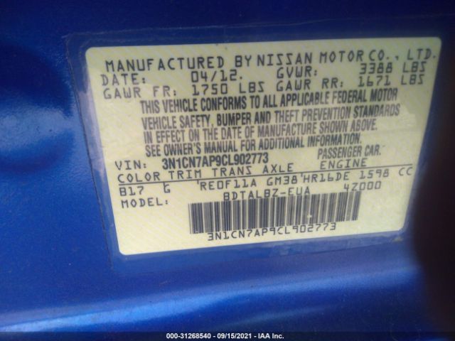 Photo 8 VIN: 3N1CN7AP9CL902773 - NISSAN VERSA 