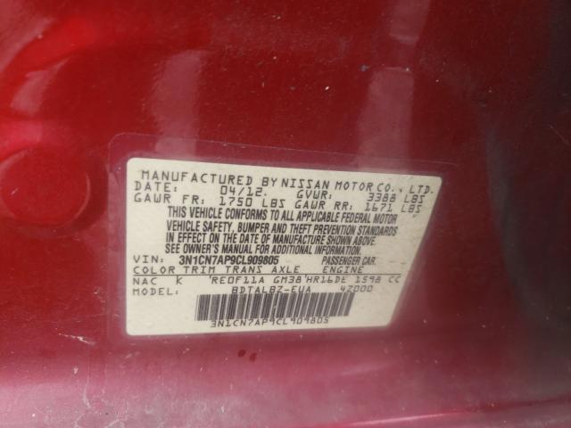 Photo 9 VIN: 3N1CN7AP9CL909805 - NISSAN VERSA S 