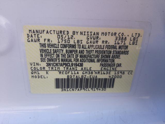 Photo 9 VIN: 3N1CN7AP9CL919430 - NISSAN VERSA S 