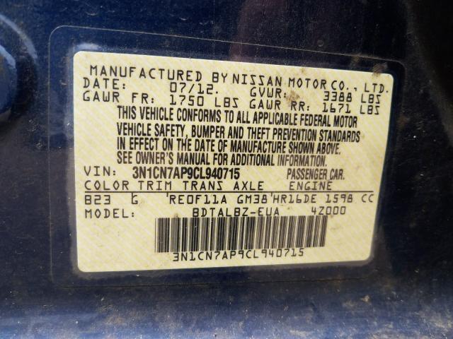 Photo 9 VIN: 3N1CN7AP9CL940715 - NISSAN VERSA S 