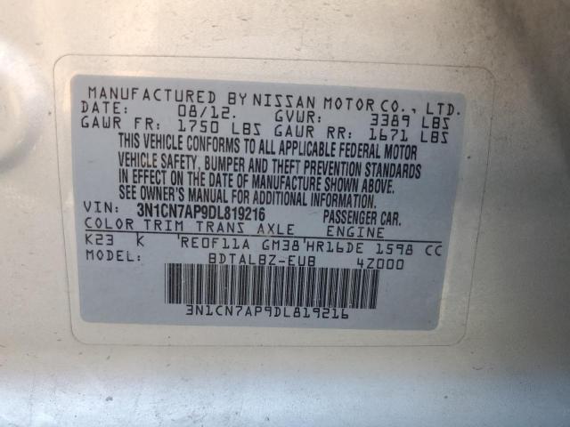 Photo 9 VIN: 3N1CN7AP9DL819216 - NISSAN VERSA S 