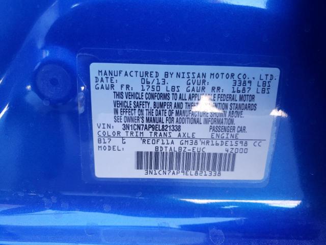 Photo 11 VIN: 3N1CN7AP9EL821338 - NISSAN VERSA S 