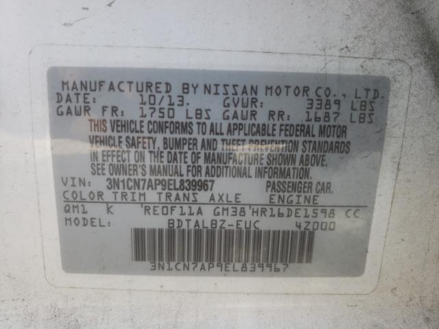 Photo 9 VIN: 3N1CN7AP9EL839967 - NISSAN VERSA S 