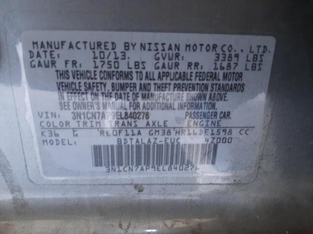 Photo 9 VIN: 3N1CN7AP9EL840276 - NISSAN VERSA S 