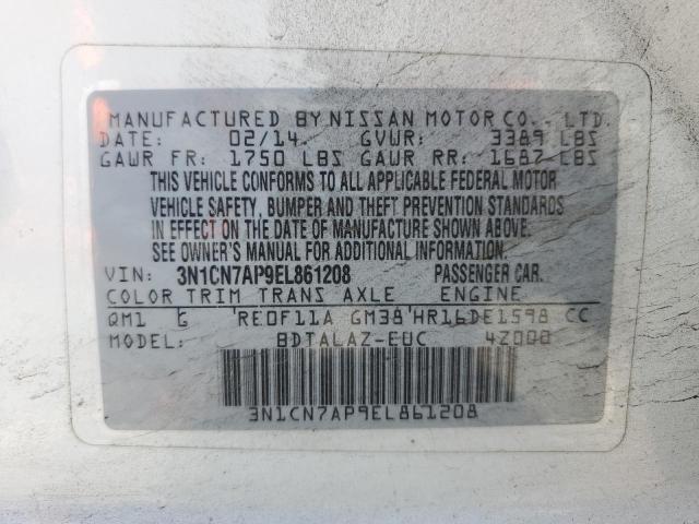 Photo 11 VIN: 3N1CN7AP9EL861208 - NISSAN VERSA S 