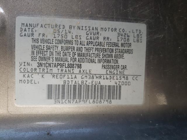 Photo 9 VIN: 3N1CN7AP9FL808798 - NISSAN VERSA S 