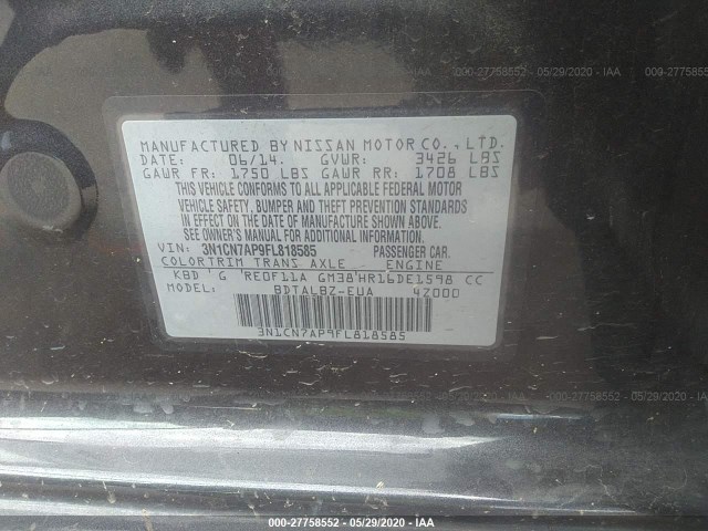 Photo 8 VIN: 3N1CN7AP9FL818585 - NISSAN VERSA 