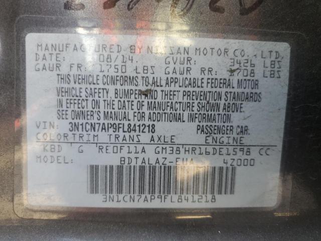 Photo 11 VIN: 3N1CN7AP9FL841218 - NISSAN VERSA S 