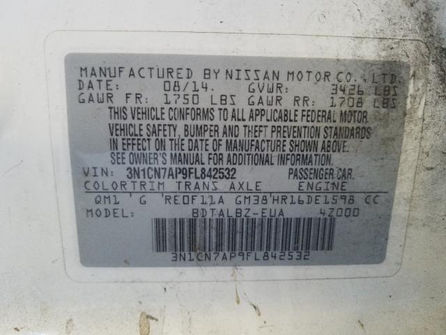 Photo 9 VIN: 3N1CN7AP9FL842532 - NISSAN VERSA S 