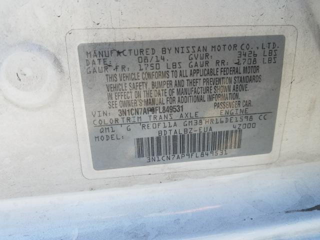 Photo 9 VIN: 3N1CN7AP9FL849531 - NISSAN VERSA S 