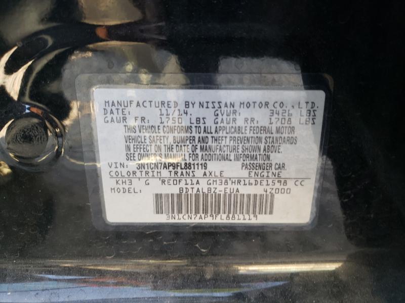 Photo 9 VIN: 3N1CN7AP9FL881119 - NISSAN VERSA S 