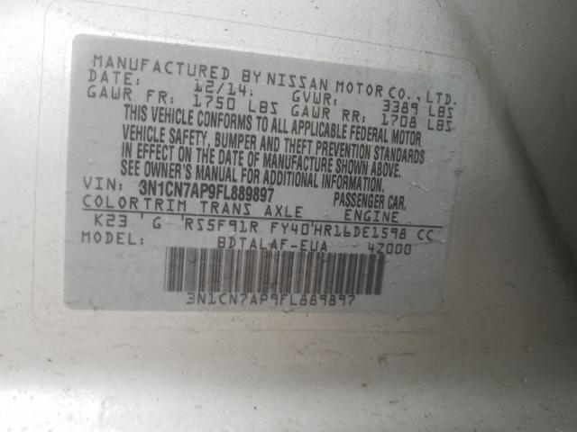 Photo 9 VIN: 3N1CN7AP9FL889897 - NISSAN VERSA S 