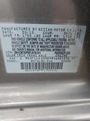 Photo 11 VIN: 3N1CN7AP9FL915141 - NISSAN VERSA S 