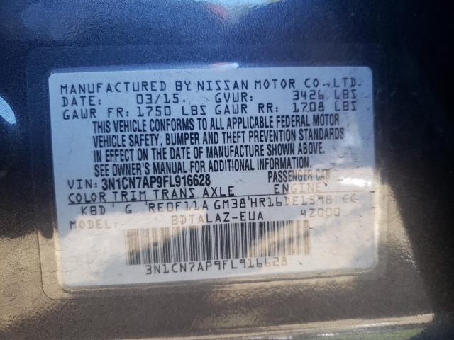 Photo 9 VIN: 3N1CN7AP9FL916628 - NISSAN VERSA S 