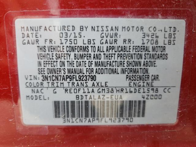 Photo 9 VIN: 3N1CN7AP9FL923790 - NISSAN VERSA S 