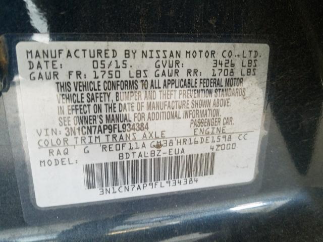 Photo 9 VIN: 3N1CN7AP9FL934384 - NISSAN VERSA S 