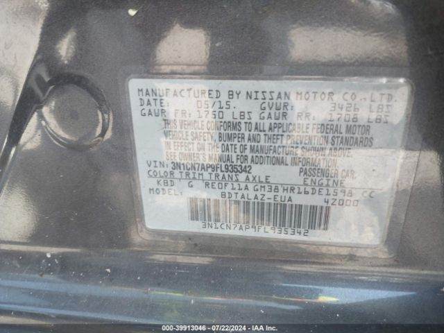 Photo 8 VIN: 3N1CN7AP9FL935342 - NISSAN VERSA 