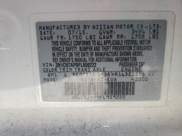 Photo 9 VIN: 3N1CN7AP9FL959222 - NISSAN VERSA S 