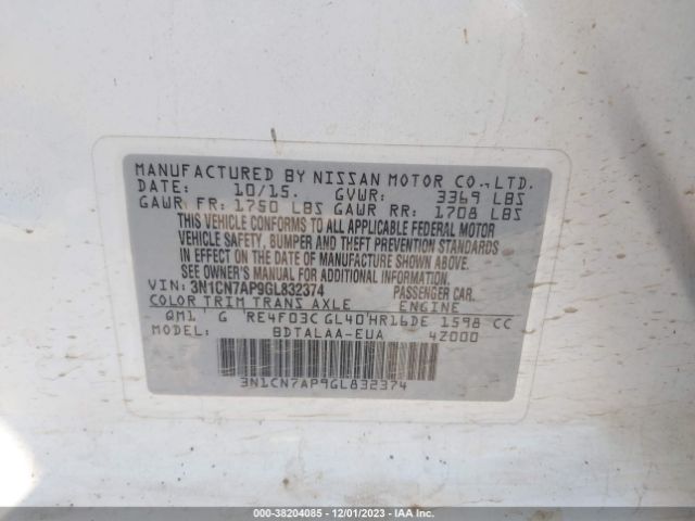 Photo 8 VIN: 3N1CN7AP9GL832374 - NISSAN VERSA 