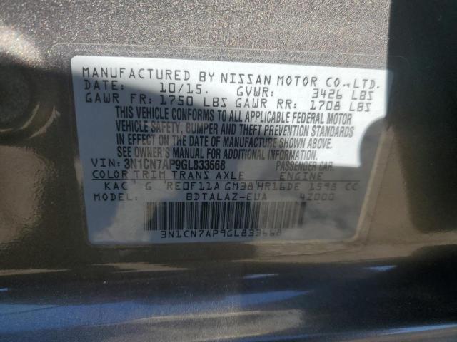 Photo 11 VIN: 3N1CN7AP9GL833668 - NISSAN VERSA S 