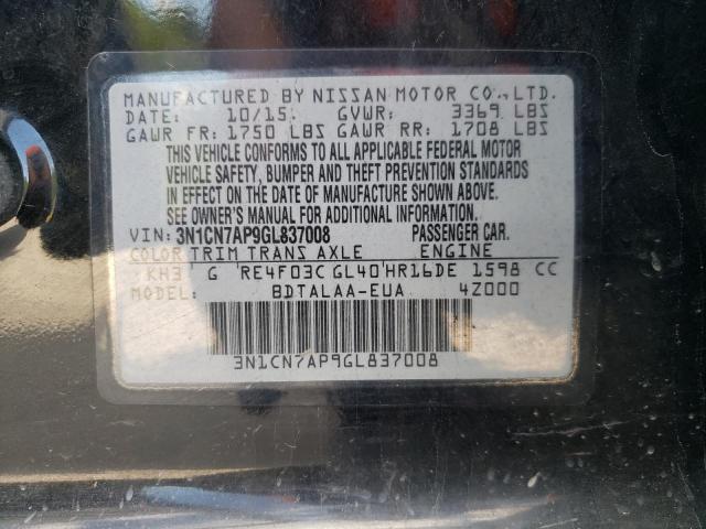 Photo 9 VIN: 3N1CN7AP9GL837008 - NISSAN VERSA 