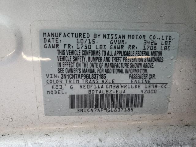 Photo 9 VIN: 3N1CN7AP9GL837185 - NISSAN VERSA 