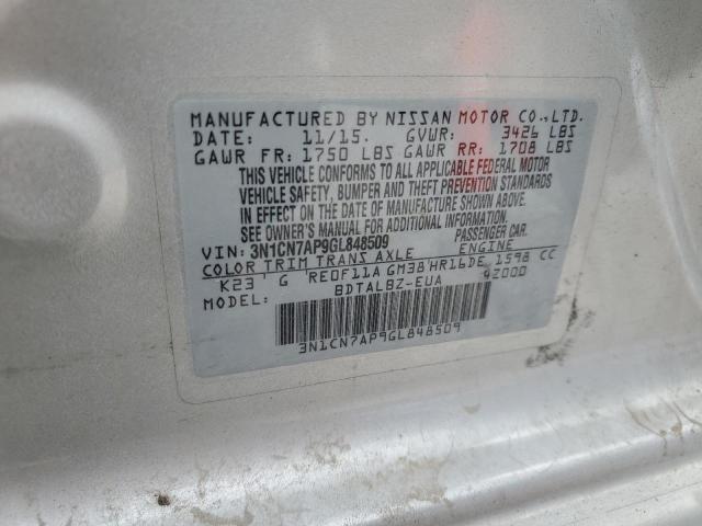 Photo 11 VIN: 3N1CN7AP9GL848509 - NISSAN VERSA S 