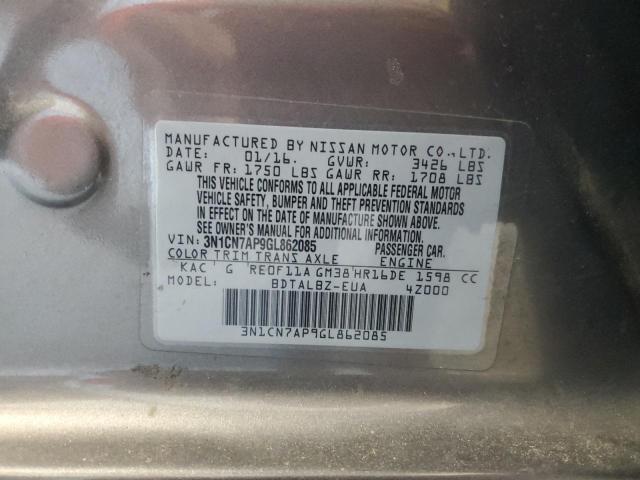 Photo 9 VIN: 3N1CN7AP9GL862085 - NISSAN VERSA S S 