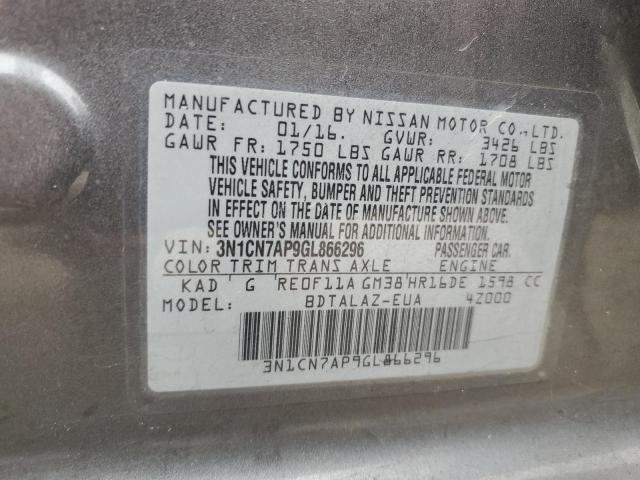 Photo 12 VIN: 3N1CN7AP9GL866296 - NISSAN VERSA S 