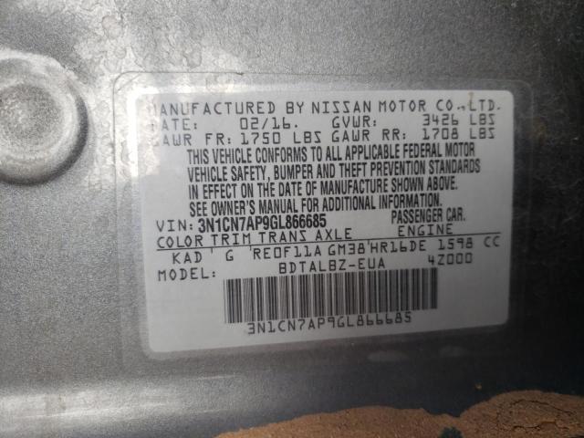 Photo 9 VIN: 3N1CN7AP9GL866685 - NISSAN VERSA 