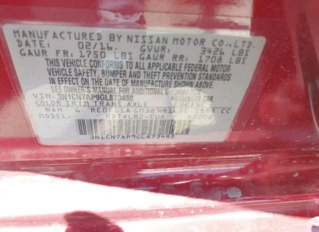 Photo 8 VIN: 3N1CN7AP9GL873488 - NISSAN VERSA 