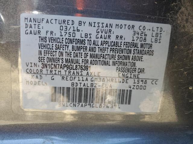 Photo 11 VIN: 3N1CN7AP9GL876391 - NISSAN VERSA 