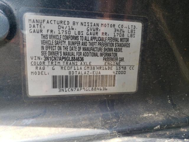 Photo 12 VIN: 3N1CN7AP9GL884636 - NISSAN VERSA S 