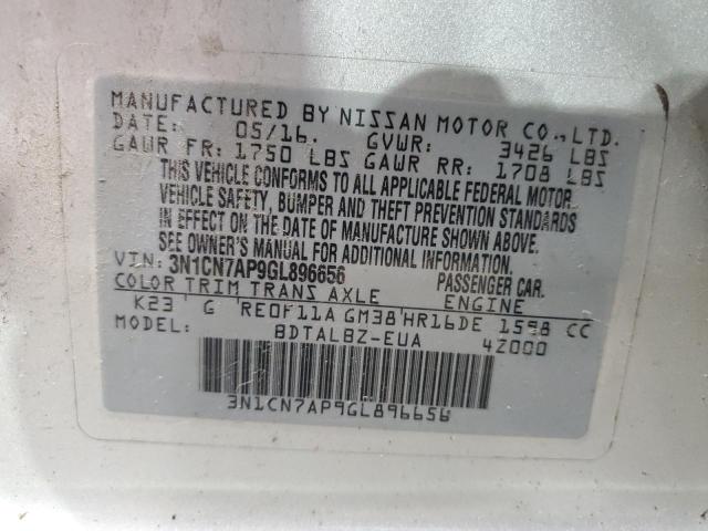 Photo 11 VIN: 3N1CN7AP9GL896656 - NISSAN VERSA S 