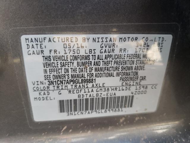 Photo 9 VIN: 3N1CN7AP9GL899881 - NISSAN VERSA SV 